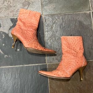 VINTAGE: ostrich, cowboy boots, 7.5, kitten heel